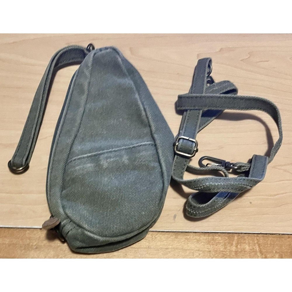 90s LL Bean AmeriBag Healthy Back Bag Sling MINI Olive Green Crossbody Travel - Picture 2 of 12